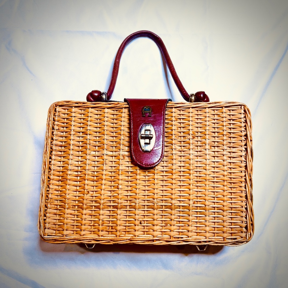 Vintage wicker handbag, Etienne Aigner